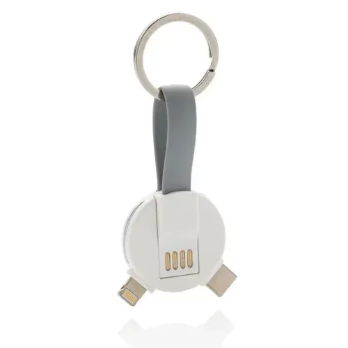 Câble micro-USB porte-clés noir avec mousqueton métal